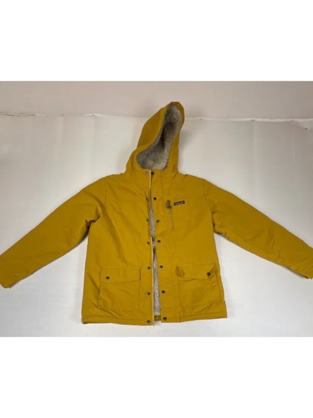 Patagonia Kids' Sherpa-Lined Hooded Parka Jacket Mustard Yellow 16-18